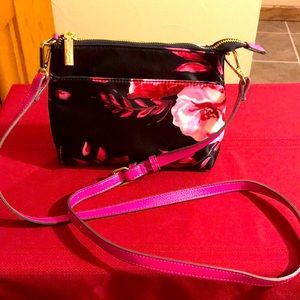 New Anne Klein black with pink flowers crossbody bag!